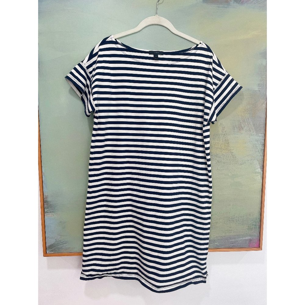 J.Crew Navy and White Striped Shirt Dress